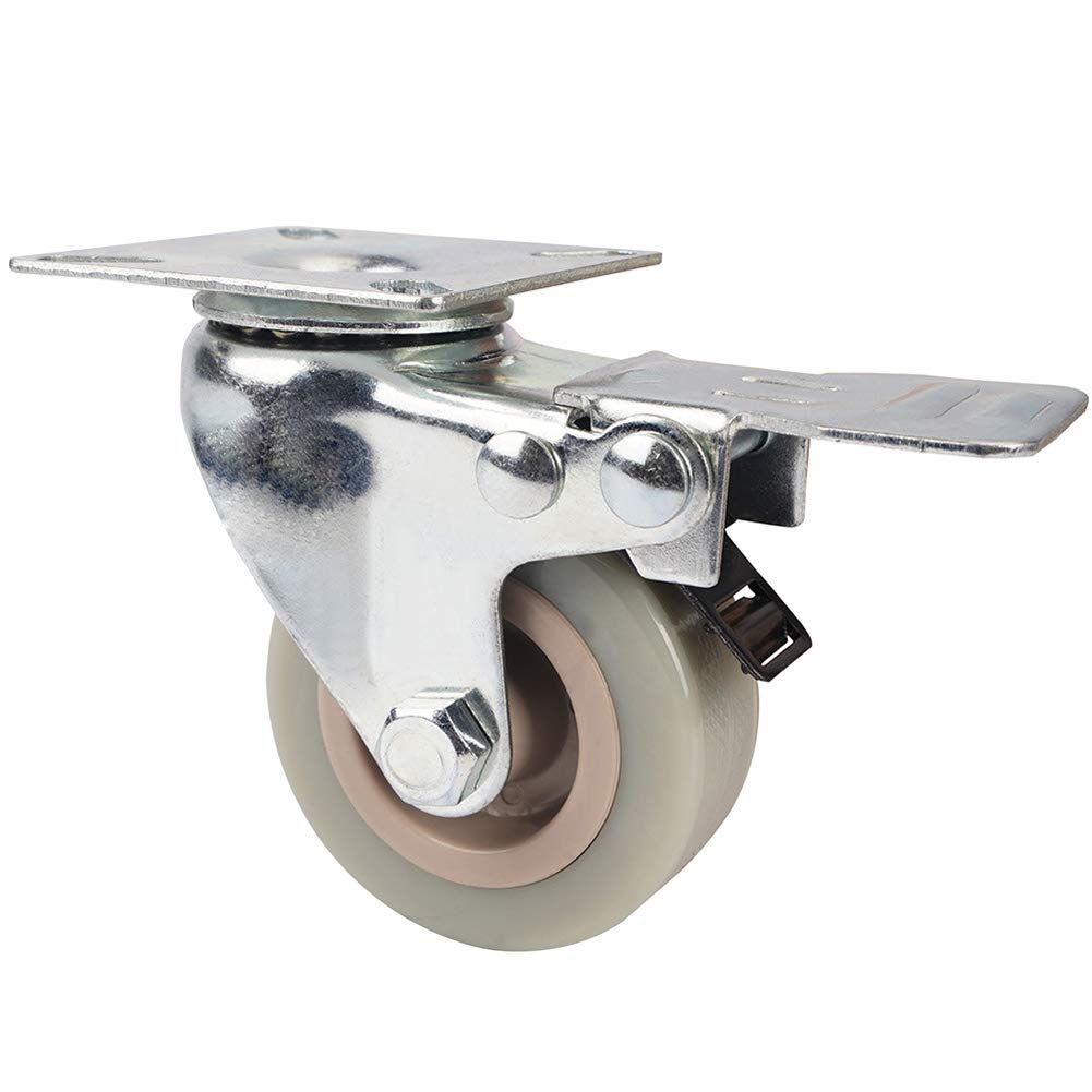 Ruote girevoli per mobili da 2 Pollici, Staffa in Acciaio Girevole con Doppia Piastra frenante, Portata 140 kg, universali e silenziose, per Carrello e Tavolo, 4 Pezzi