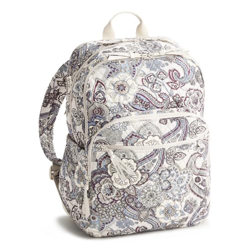 Image of Vera Bradley Women's Premium Cotton Large Bancroft Backpack - 15 inch Laptop & Trolley Sleeves - Neutral Rhapsody, 28L