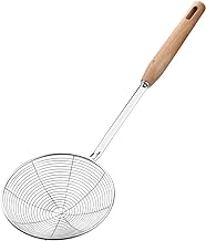 Spider Strainer, Cooking Spider, 5.3 Inch Spider Strainer Skimmer, Strainer with Wood Handle, Frying Spider Cooking Utensils for Kitchen Pasta Strainer Slotted Spoon Wire Strainer Ladle for Cooking