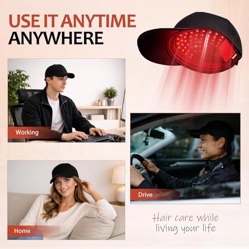 Image of Laser Hair Growth Cap - 650nm Red Light Therapy for Hair Regrowth, Full Scalp Coverage Treatment for Men & Women with Thinning Hair, Portable & Hands-Free, Black