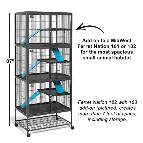 Image of MidWest Homes for Pets Ferret Nation Add-On Unit Small Animal Cage, No Stand, Expands Models 181 or 182