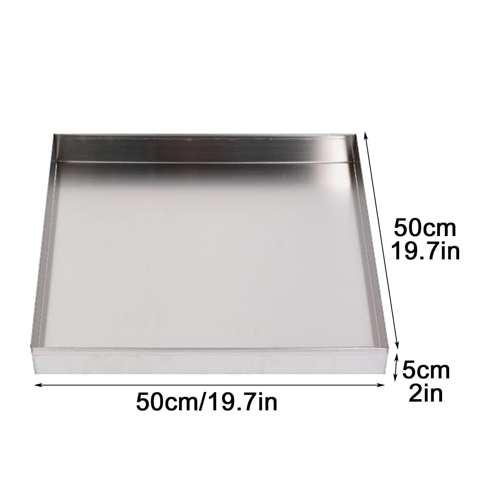 2 mm de Espesor Bandeja de Acero Inoxidable 201 con Bordes Enrollados y Esquinas Soldadas Reforzadas, Organizador Metálico Robusto para Cocina Baño Jardín(50x50cm(19.7x19.7in))
