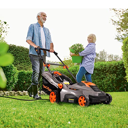 TACKLIFE Corded Electric Lawn Mower 13 Amp, 16 Inch Lawn Mower, 5 Cutting Heights, Vertical Storage, Tool-Free Assembly, Quick Folding