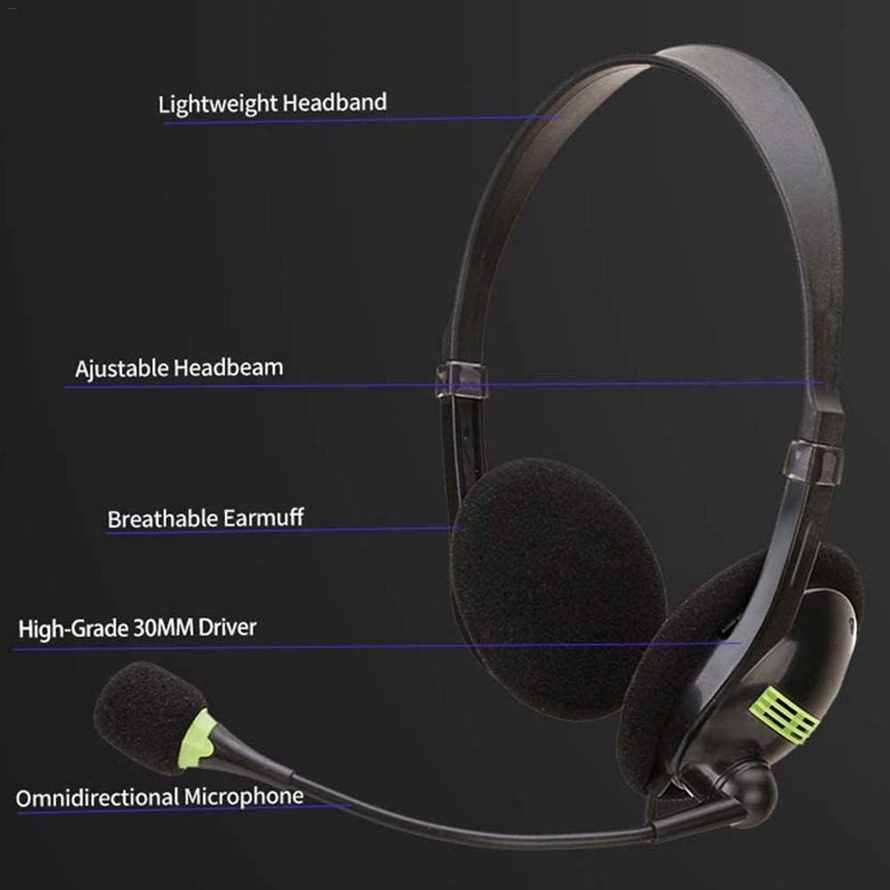 N/X Zestaw słuchawkowy USB do gier stereo słuchawki komputerowe lekki kabel nauszne lekki, wygodny z elastycznym mikrofonem uniwersalny do komputerów laptopów PC