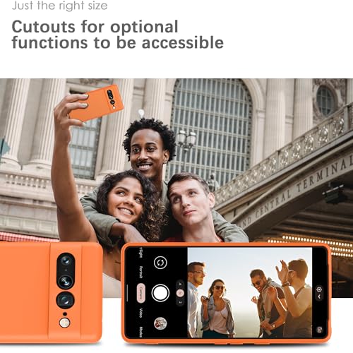 Image of YATWIN Silicone Back Case for Google Pixel 7 Pro, Soft-Touch Phone Back Cover for Google Pixel 7 Pro - Orange