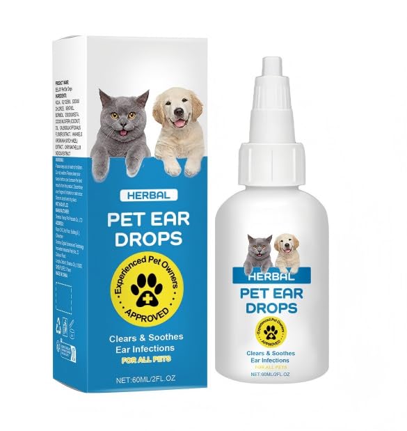 Nozerix Dog Ear Infection Treatment, Dog Ear Cleaner, Cat & Dog Ear Infection Treatment Drops, Soothes Itchy & Wax Build Up, Ear Odor, Stop Head Shaking 2.02 fl oz / 60ml
