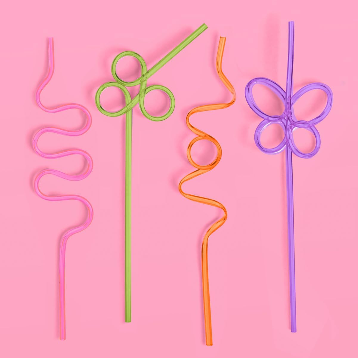 xo, Fetti Rainbow Reusable Straw Set - 20 pc | Rainbow Birthday Party, Butterfly Bachelorette Supplies, Bridal Shower Decorations, Squiggly Favors, Wavy Decor