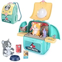 Maletin Juguete kramow Veterinario Juguete, Juego de rol Cuidado de Mascotas, Médico de Juguete para Niños de 3+ Años, Juegos de Simulación de Médicos con Accesorios, Juguetes Educativos Regalo para Niñas Niños