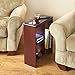 Slim End Table with Drink Holders and Built-in Shelving - Black