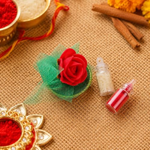 Image of Giftana Rakhi Gift Set for Brother, Designer Rakhi with Personalized Tumbler, Brownie Brittle, Roli Chawal Set for Raksha Bandhan Gift for Brother, Bhai, Bamboo Tumbler 450ml