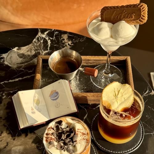 Vaso medidor espresso acero inoxidable 3.4 oz con mango de madera miniatura 7