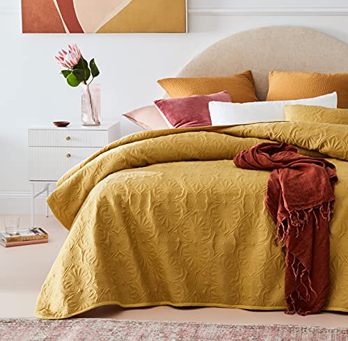 ROOM99 Leila Elegant Mustard Bedspread 170 x 210 cm – Versatile Blanket as a Bed Throw or Sofa Throw – Quilted Style – Ideal as a Bedspread - Cosy Home Interiors ROOM99 Leila Elegant Mustard Bedspread 170 x 210 cm – Versatile Blanket as a Bed Throw or Sofa Throw – Quilted Style – Ideal as a Bedspread - Image 6