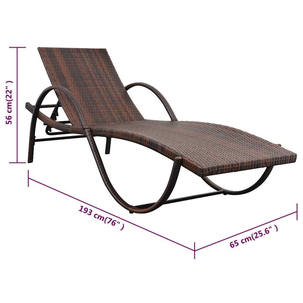 Leżak do opalania z nakładką i stołem z polirattanu PE, regulowany, składany, do ogrodu, na taras, balkon, plażę, basen, wellness, kemping i urlop, wygodny, odporny na warunki atmosferyczne