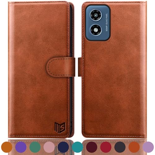 SUANPOT for Motorola Moto G 5G 2024/G Play 2024 Wallet case with RFID Blocking Credit Card Holder,Flip Book PU Leather Protective Cover Women Men for Moto G 5G 2024/G Play 2024 Phone case Light Brown