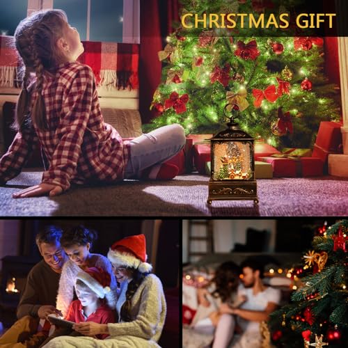 Christmas Decorations Christmas Lantern,Christmas Snow Globe Lantern-with USB+ Music Christmas Water Lantern Snow Globe Portable Creative Cute Christmas Decorations and Charming Gifts