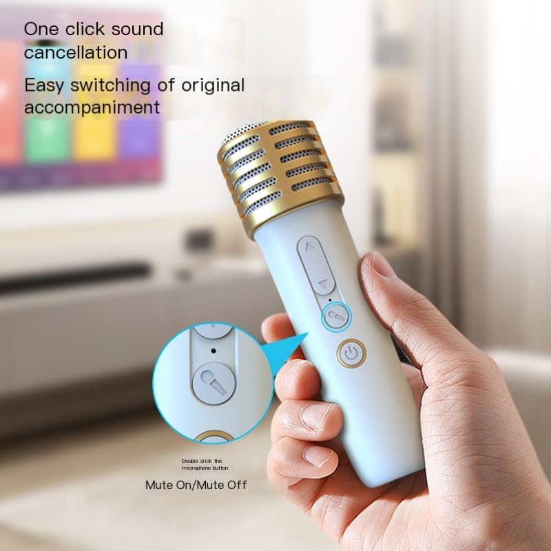Miniatura 3 de Máquina de karaoke portátil para niños, luces LED, altavoz Bluetooth con 2 micrófonos, perfecta para niños, adultos, fiestas, reuniones familiares,