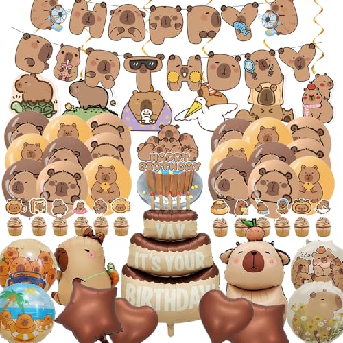 KBIBCK Globos de Capibara Cumpleaños, 49 Piezas Capybara Globos