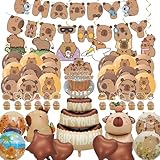 KBIBCK Globos de Capibara Cumpleaños, 49 Piezas Capybara Globos Set Temática Anime, Incluye GlobosPancartas y Decoraciones Pasteles, Capibara Decoración de Cumpleaños para Fiestas Infantiles