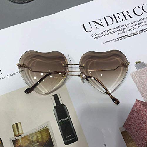Dollger Heart Sunglasses for women Rimless Thin Metal Frame Heart shaped Sun glasses UV4002