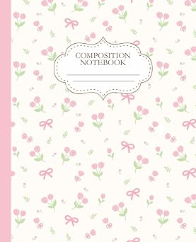 Pink Coquette Composition Notebook Tulips & Bows | College-ruled | 7.5 x 9.25" | 110 Pages