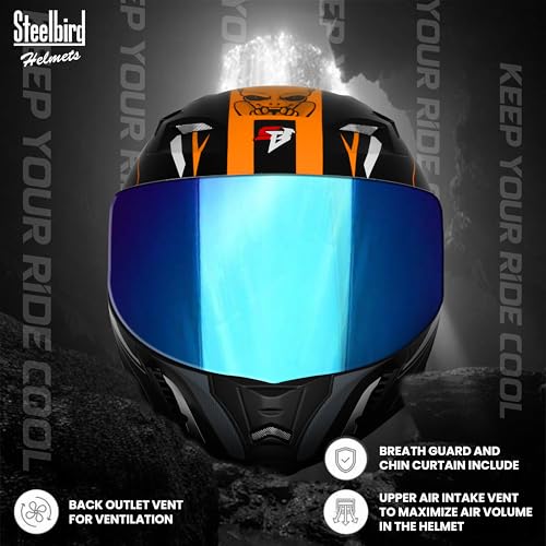Image of Steelbird SBA-20 Strange ISI Certified Flip-Up Graphic Helmet for Men with Inner Silver Sunshield
