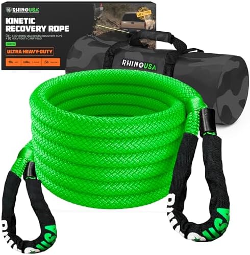 Rhino USA Kinetic Recovery Tow Rope Heavy Duty Offroad Snatch Str...