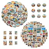 DUINIU 50 Aufkleber Der Europäischen Reiseserie, 50 Aufkleber Der Wahrzeichen Der Welt, DIY-Handkontodekoration, Geeignet Für Notizbücher, Fotoalben, Koffer.