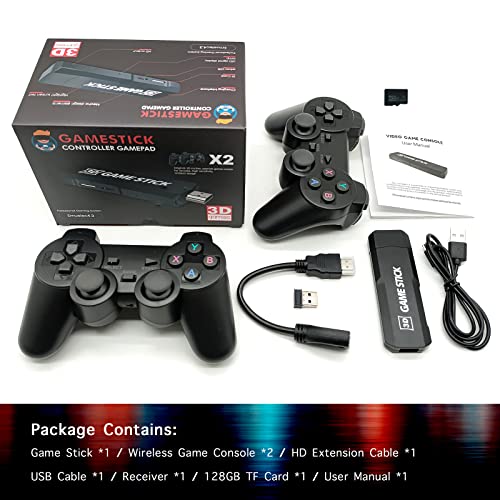Xspark 4K Retro Game Stick Lite - 20+ Emulators,128Gb Built-In 10000+ Video Games, Wireless Retro Game Console,Dual 2.4G Wireless Controllers,Birthday Gifts For Children/Adults #TOP2
