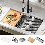 212 Main KWU110-32-5.5 32 inch 16 Gauge Kore ADA Workstation Undermount Stainless Steel Single Bowl Kitchen Sink with Accessories