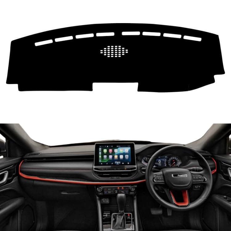 Image of Car Dashboard Cover Compatible with Jeep Compas 2021-2025, Compas Accessories, car Dashboard mat, Anti-Slip Dashboard Cover, Dash Board Cover (Black)