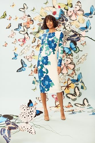 Image of Maggy London Womens Long Sleeve Floral Printed SheathCocktail Dress