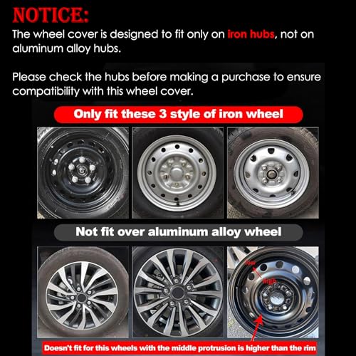 Image of Multi-Spoke Silver with Black Hubcap Wheel Cover Replacement Kit 16 inch Hub Caps Wheel Rim Cover Car Exterior Accessories Pack of 4, 16 inches