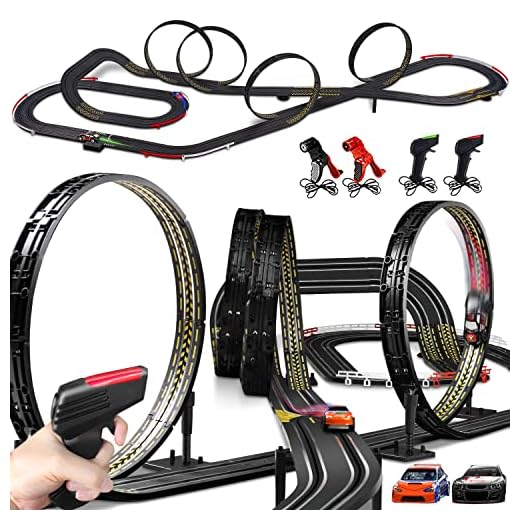 High-Speed Slot Car Race Track Playset, Deluxe Size Car Racing Games for Kids Electric Powered Super Loop Speedway with Two Cars for Dual Racing, Kids Toys for 6 7 8 9 10-16 Years Old Boys Gifts