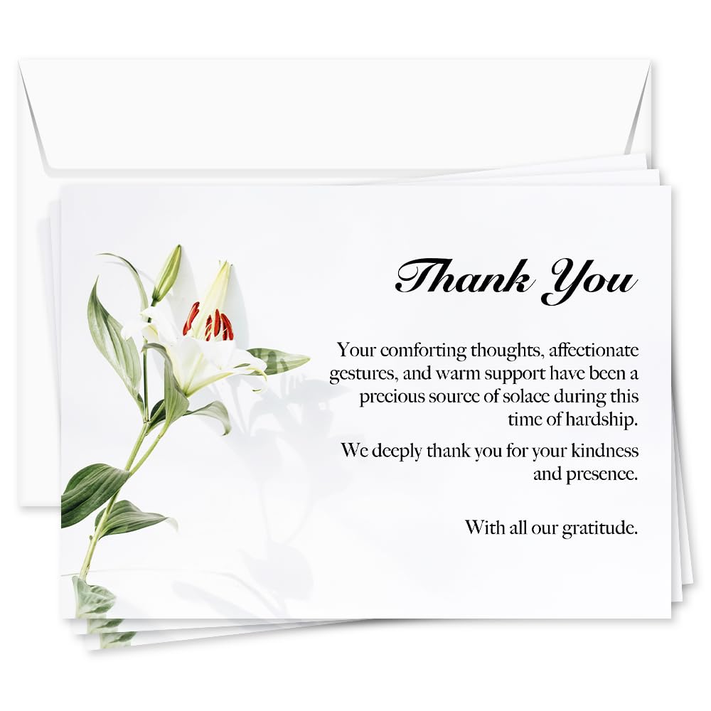 UTTSCHEID Card Set with Envelopes - Thank You Mourning Cards - Funeral Death Sympathy - A6 Paper Coated (Floral Serenity, 50)
