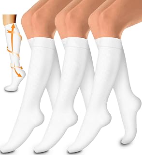 Compression Socks,(3 Pairs) Compression Sock Women and Men Best Running, Athletic Sports, Crossfit, Flight Travel