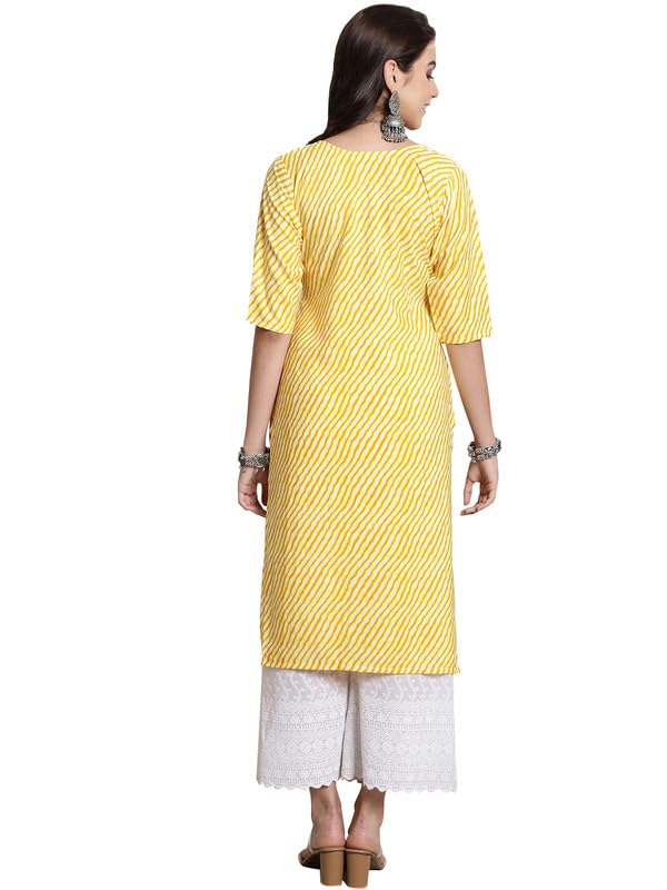 Image of 7Threads Kurti for Women || Printed Short Round Kurta for Women || Fancy Kurti || Formal Office Wear Kurtis for Women || Stitched Kurti