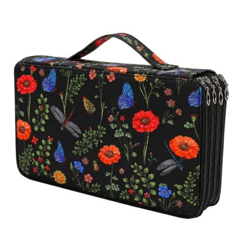 Image of 300 Slots Colored Pencil Case Organizer, 4 Layer Bag | Twill Oxford fabric,103 elastic loops,detachable handle,for travel,home storage,drawing tools,creative gifts