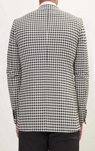 VENNYNG Men's Houndstooth Suit Jacket Vintage Tweed Plaid Casual Blazer for Men Single Breasted Sport Coat4