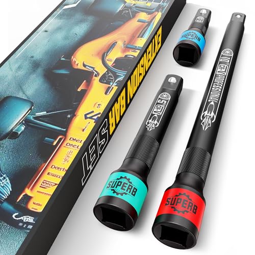 Image of 3 Pcs 1 /2 inch Drive Impact Extension Bar Set, 3 inch 5 inch 10 inch Length Socket Extension, CR-V Steel, Narrow and Deep Areas in Bicycle, Automotive Repair or Industrial Operations
