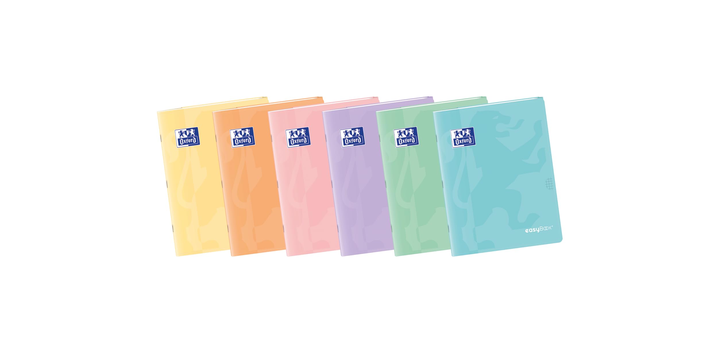 Oxford, Libretas Grapadas A5, Cuadrícula 4x4, Tapa Plástico, 48 hojas, Pack 10 Cuadernos, Colores Pastel