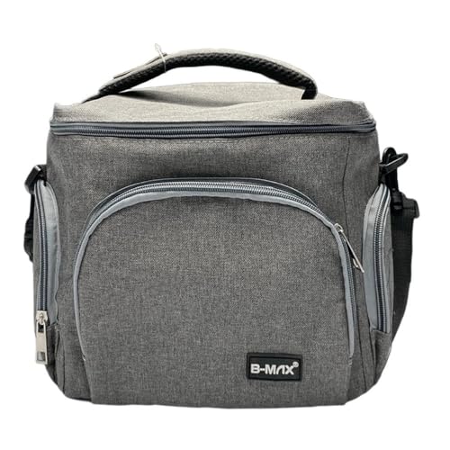 Bolsa Térmica Marmita, 7 Litros, Couro Sintético, Impermeável, com Alça de Ombro, para Trabalho, Academia, Escola e Viagem (CINZA)