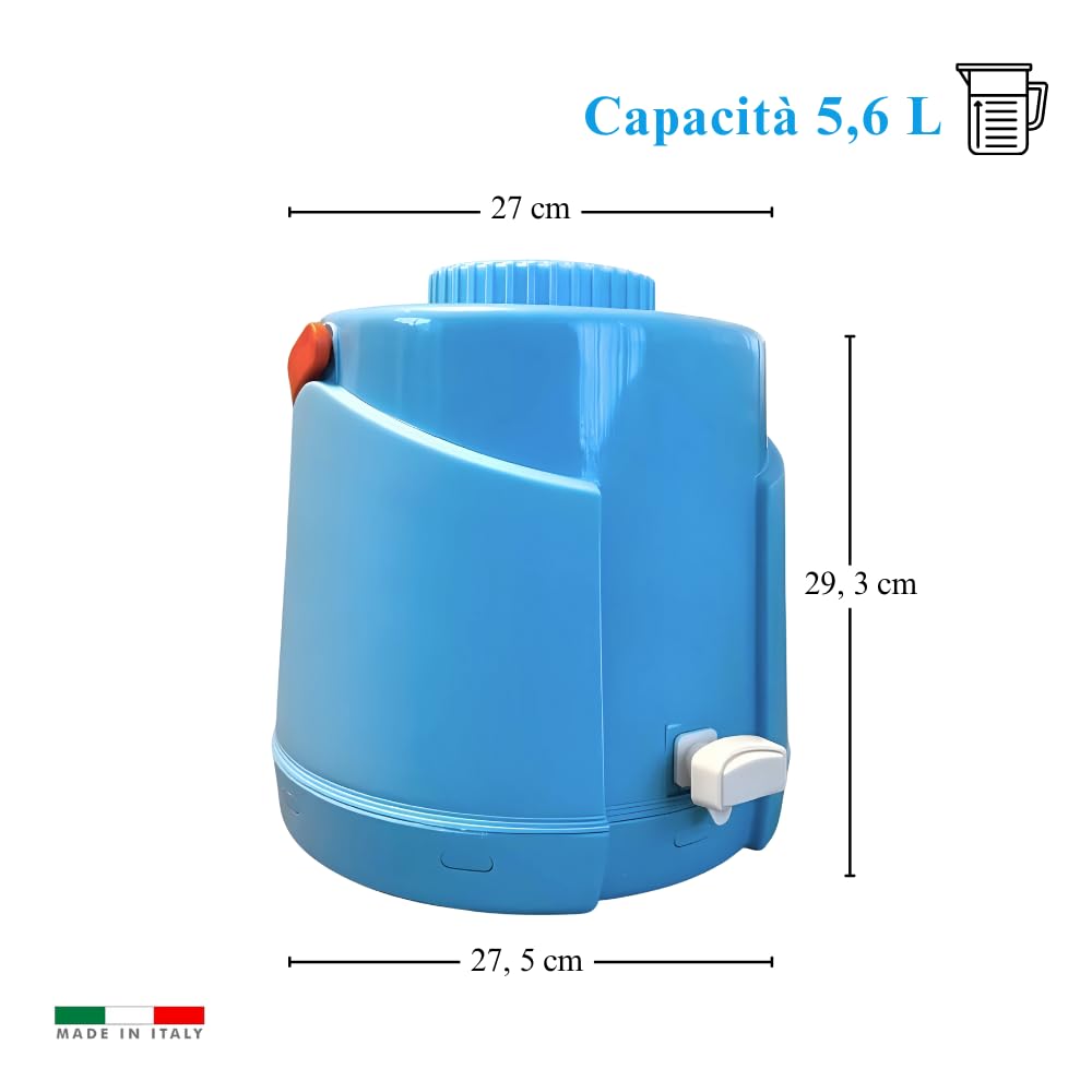 Paluplus Thermos Dispenser Termico Portatile con Rubinetto, Misura 29,3x27x27,5 cm e Capacità 5,6 Litri, Contenitore con Chiusura di Sicurezza e Maniglia, per Bevande Fredde e Calde, Made Italy -659