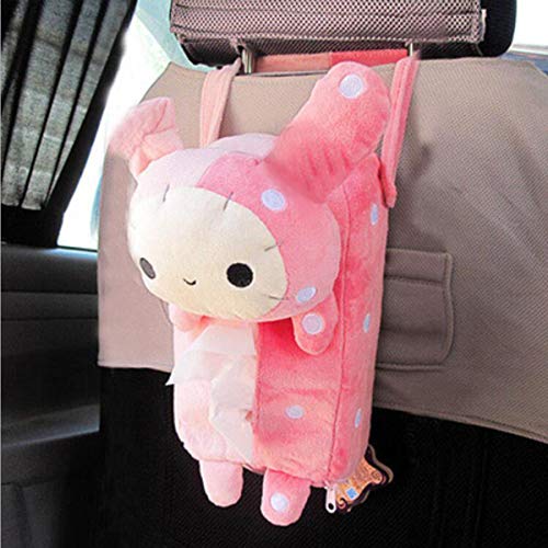 Caja de pañuelos para coche, linda y suave, portátil, para colgar en el coche, rectangular, para animales, caja de papel para el hogar, oficina, cuarto de baño