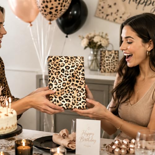 Image of Burymento Leopard Wrapping Paper Roll, Cheetah Gift Wrap, 17in x 16.4ft