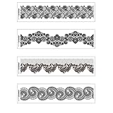 Lace Temporary Tattoo Thigh Fake Tattoo Art Stickers Black White Lace Waterproof Sexy Tattoo Wedding Art Stickers for Festival Beach Party (Black-1)