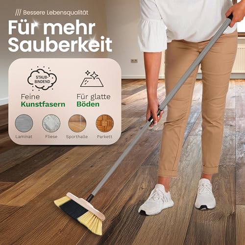 Novaliv Zimmerbesen mit Stiel FEINE KUNSTBORSTEN Besen weiche Borsten Schrankbesen mit Teleskopstiel und Handfeger Kehrblechgarnitur Metall Kehrblechbesen Handkehrset Feger und Kehrblech – Bild 7