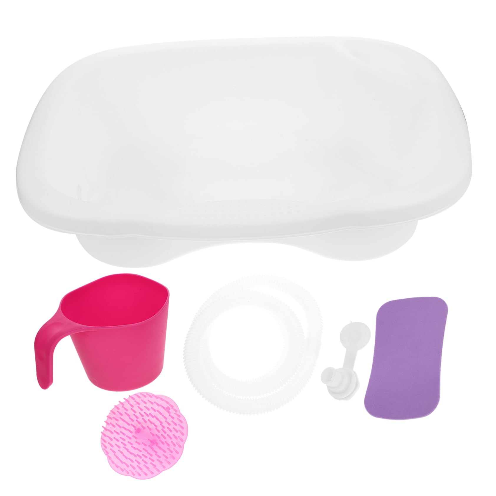 FRCOLOR 1Set Hair Washing Basin Portable Shampoo Bowl for Household Use for Bedridden Care Includes Drain Hose Hair Washing Brush Water Scoop