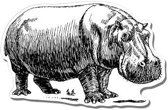 Hippo Hand Drawn - Vinyl Sticker Waterproof Decal