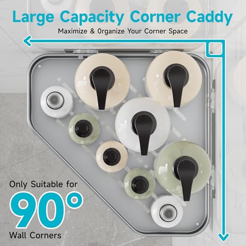 Image of Veken Aluminum Corner Shower Caddy 4-Pack, Never Rust&Large Capacity,Silver | No Drilling Shelves, Rack with Soap Holder&Towel Bar, Super-Strong Adhesive for High Load, Bathroom Organizers and Storage