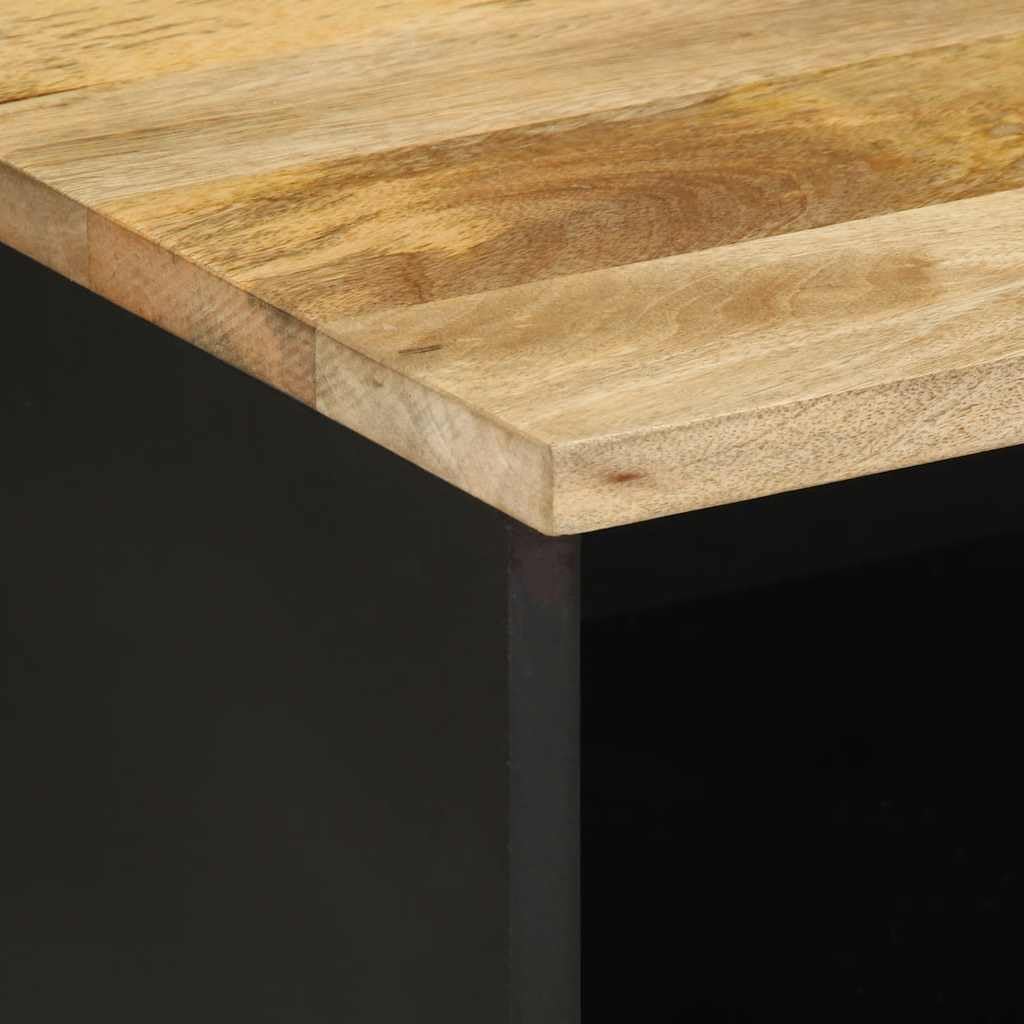 Industrial TV-Schrank MangoholzSchwarz 70x33,5x46 cm | Industriedesign Lowboard fürs Wohnzimmer& Schlafzimmer mit Eisenbeinen für leichte Bodenreinigung.